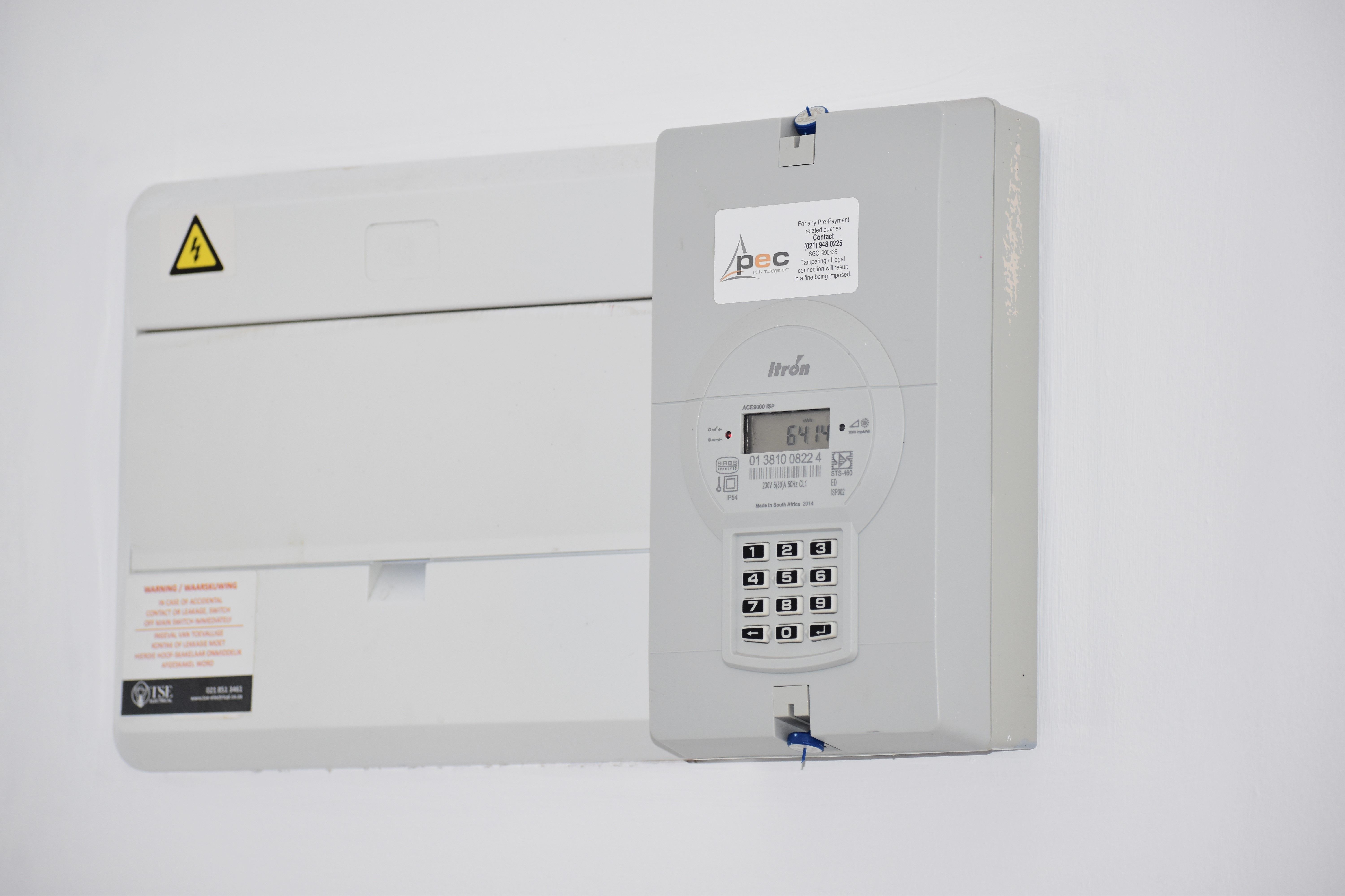 Modern consumer unit mounted on a wall