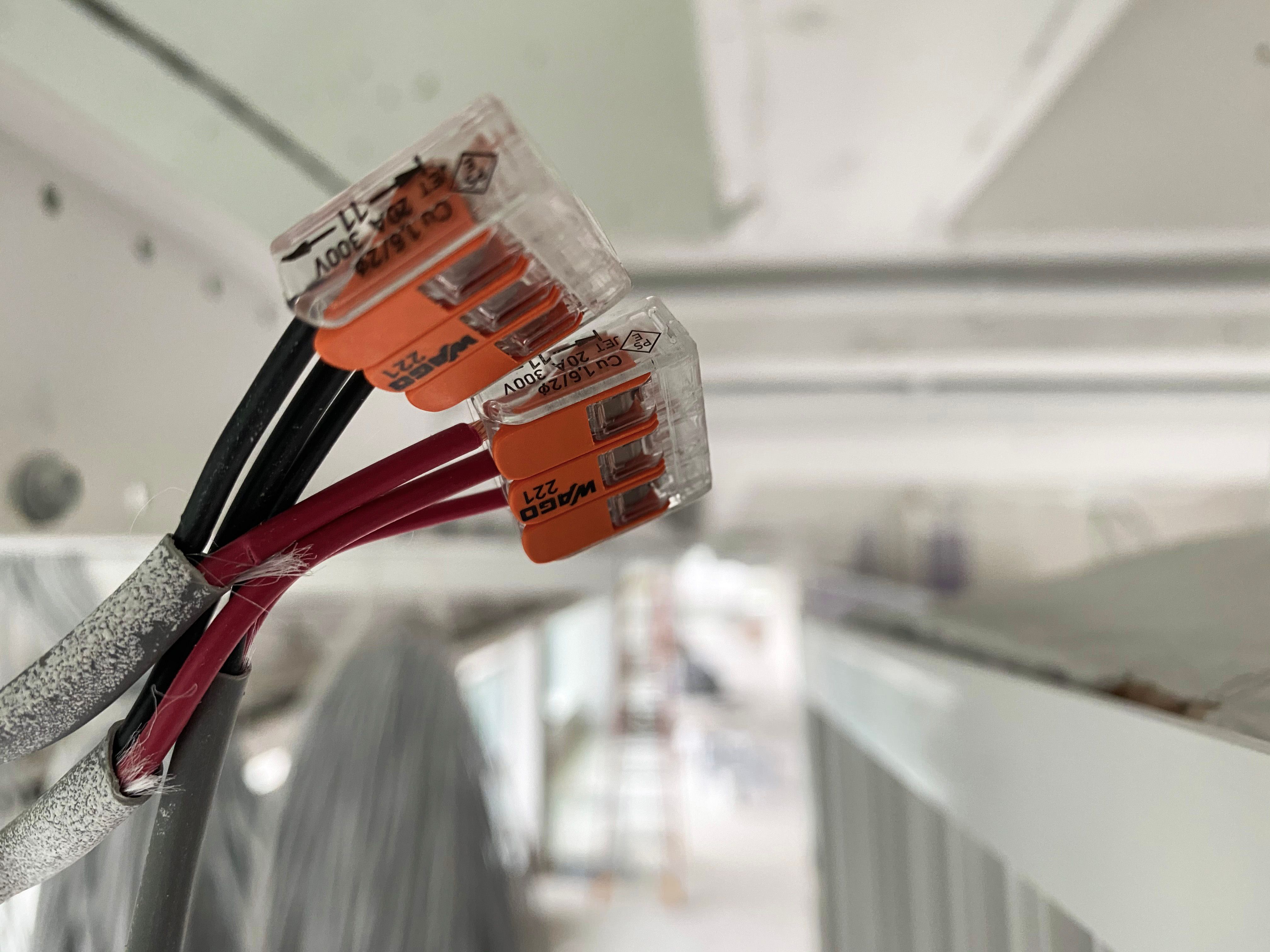 Electrical wiring connectors close up