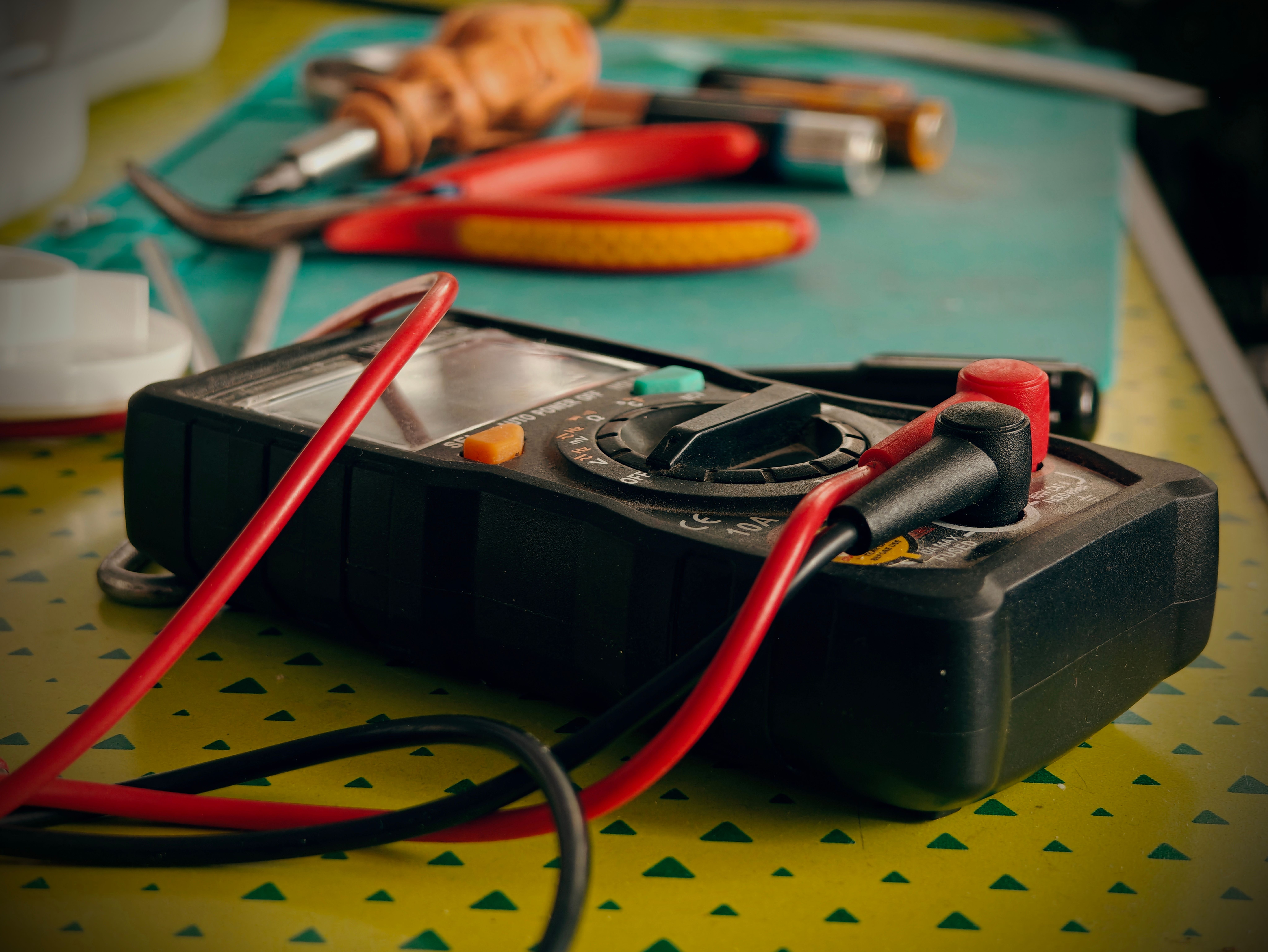 Testing equipment on a work surface